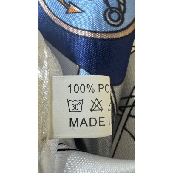 2/$30 NEW White Navy Blue Nautical Antique Gold Baroque Printed Silky Fashion - Picture 8 of 9